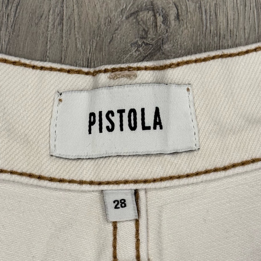 Pistola Women's NOVA White Denim Pleated High Rise Relaxed Fit Bermuda Shorts - Picture 7 of 8